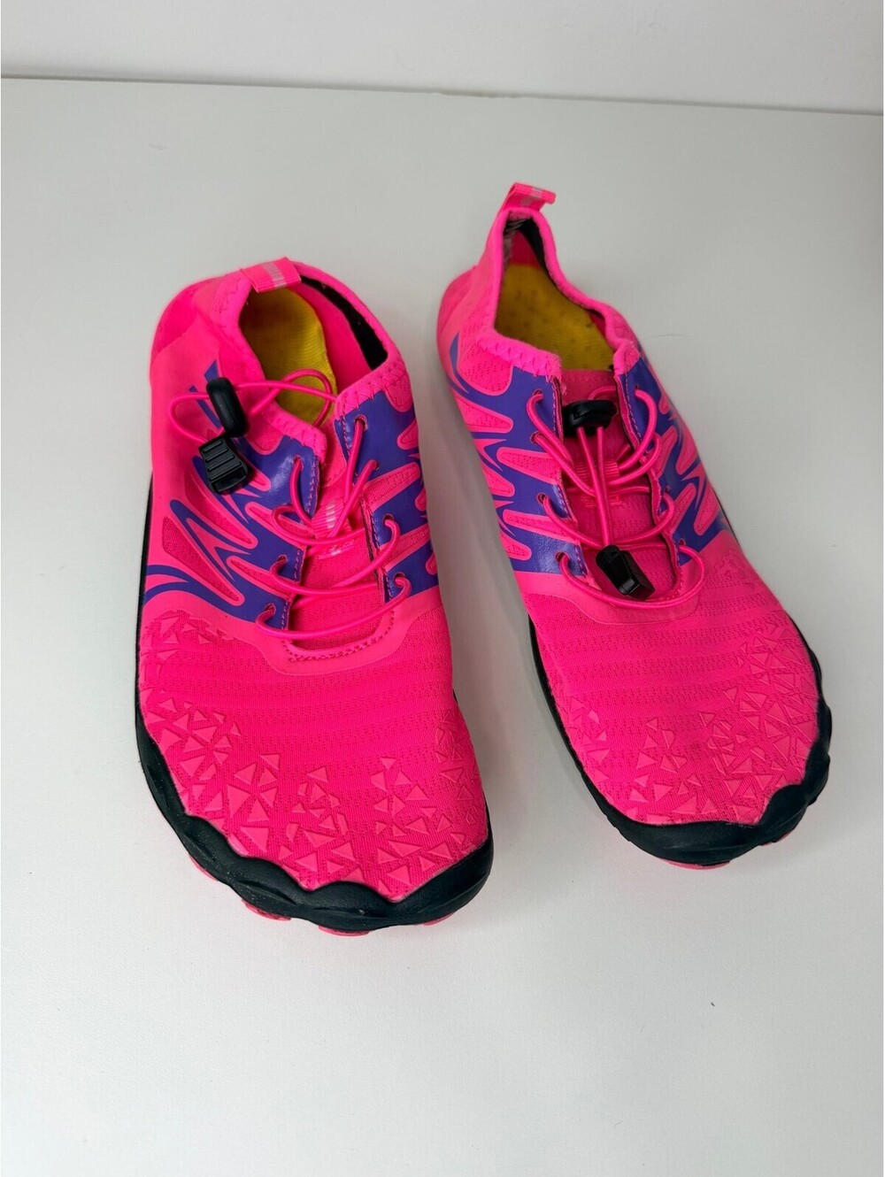 Neon pink water shoes with purple accents women's size 9-9.5